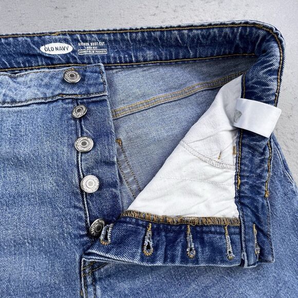 Old Navy Jeans Womens 14 Blue High Rise Kicker Boot Cut Light Wash Stretch Denim - Picture 5 of 13